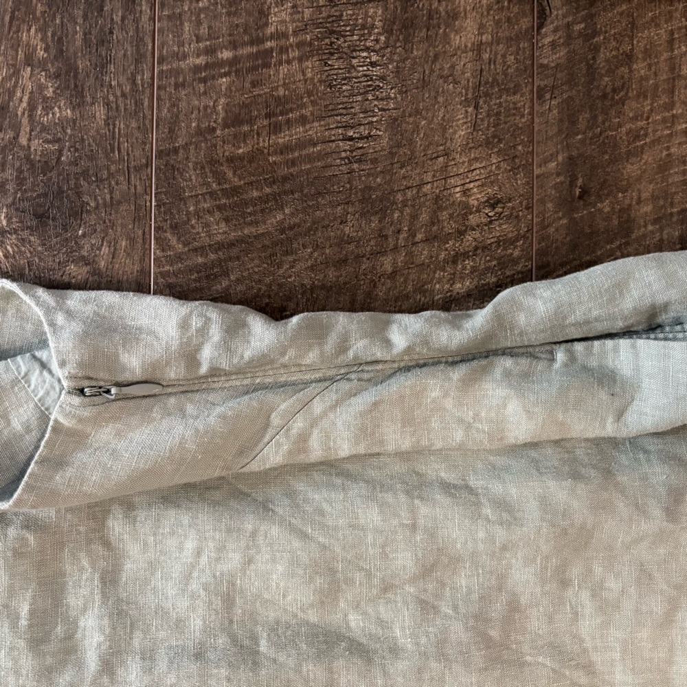 Abercrombie & Fitch Sage Green Linen Collection Scalloped Edge Dress - Picture 4 of 8